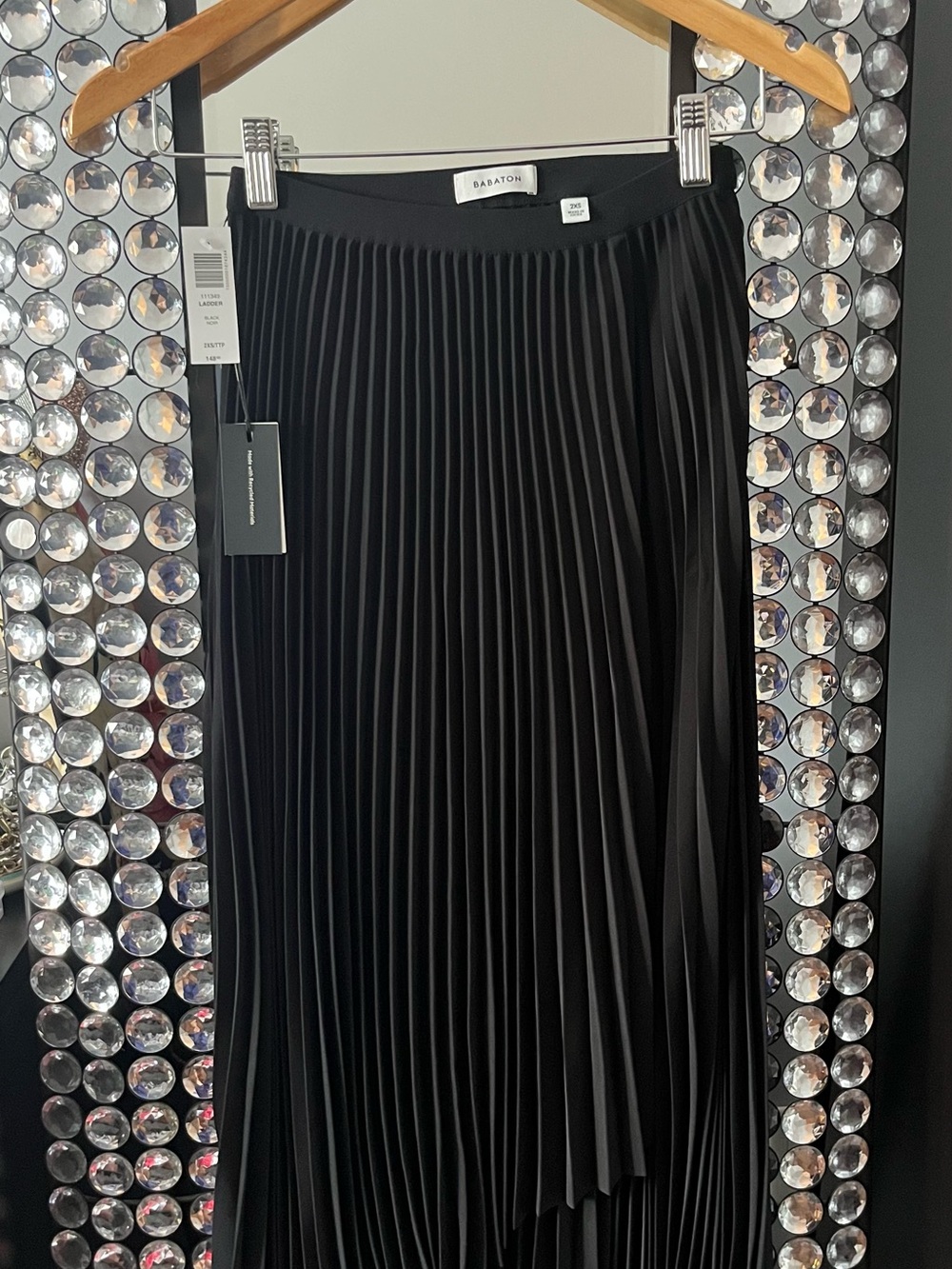 Babaton Black Knife-Pleat Midi Skirt